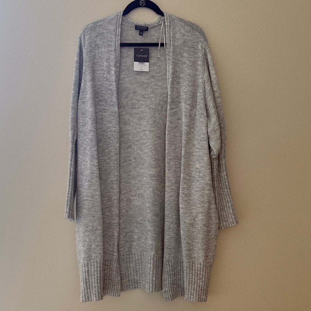 Topshop Heather Gray Open-Front Cardigan